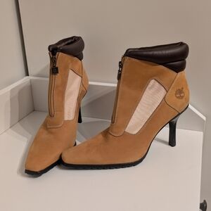 Timberland After Five Stiletto High Heels Boots Women's 7.5 M Size Tan Leather